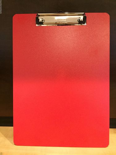 Brand New Plastic Clipboard 9 x 12 With Low Profile Metal Clip RED USA SELLER
