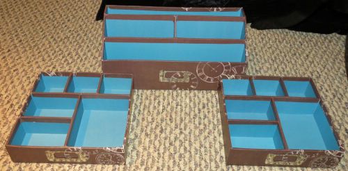 Brown and Blue Desk Accessory Organizer Lot NEW