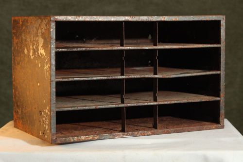 Akro Mils RUSTY Mail SORTER Multi Compartment METAL Box Rustic Industrial Decor
