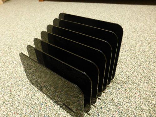 6 Compartment Incline Black Plastic Desktop Organizer File Sorter *FREE SHIPPING