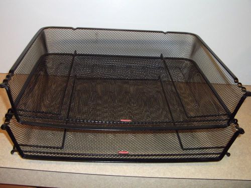 Rubbermaid Set of Two Mesh Black Office Desk Letter Trays Stackable