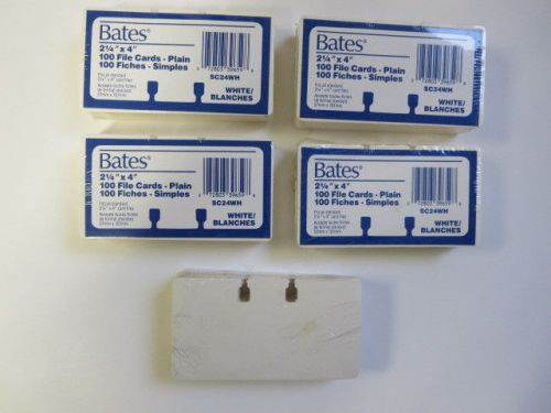 5 Packs Of Bates White Rotary File Cards 2 1/4&#034; x 4&#034; Sealed 100 Cards Each