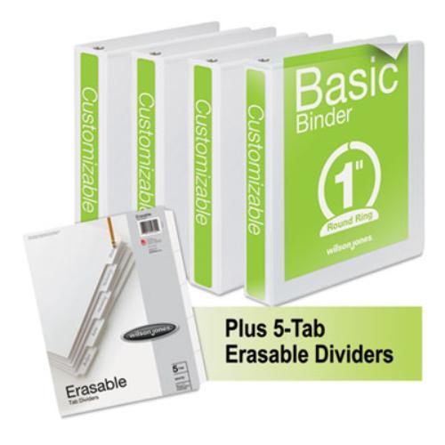 Acco 56214WU Basic Round Ring View Binders W/5-tab Divider Set, 1&#034; Capacity,