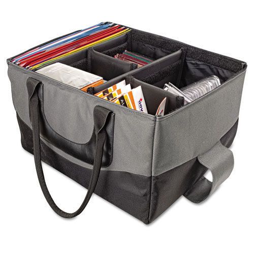 File tote bag, 600-denier nylon, 14 x 17 x 10-1/2, gray/black for sale