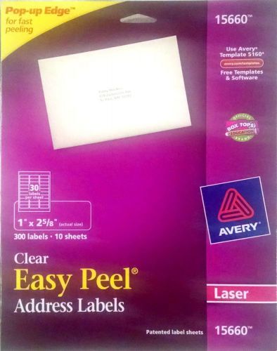 Brand New Avery 15660 Laser CLear Easy Peel Address Labels - 1200 Labels