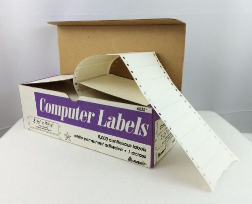 Avery Computer Labels 6232 3 1/2&#034; x 15/16&#034; White Continuous Permanent Adhesive