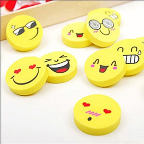 4Pcs Random Cute Smile Style Rubber Pencil Eraser Office Stationery Gift Toy