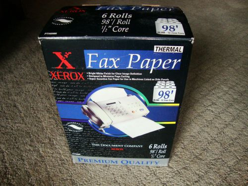 XEROX THERMAL FAX PAPER 6 ROLLS 98&#039; 1/2&#034; CORE PREMIUM QUALITY PTH0986
