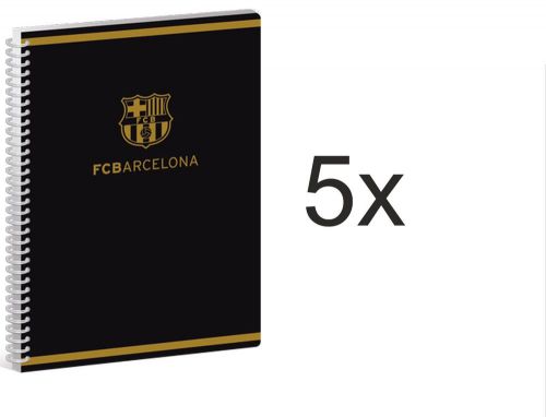 5X Fc Barcelona Black Hardcover Spiral Notebook Size: A/4 60sheet-Squared