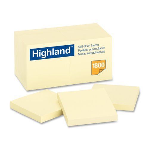 Highland self sticking note - removable - 3&#034; x 3&#034; - yellow - 18 / (654918pk) for sale
