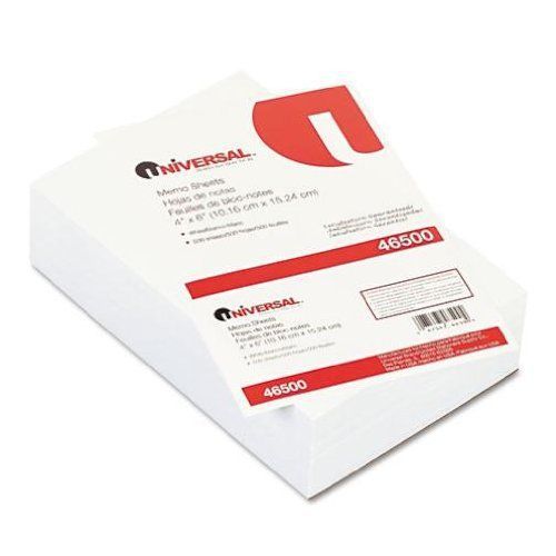 NEW Universal 46500 Loose Memo Sheets, 4 x6, White, 500 Sheets/Pack