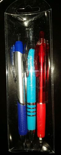 3-Pack Blank Plastic Retractable Pens in Acetate Package lot of 12 units