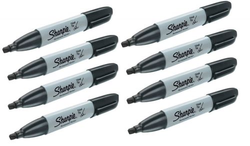 8 pk Large Sharpie Chisel Broad Tip Permanent Markers, BLACK