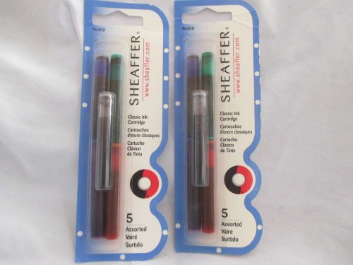 Sheaffer #96400 Classic Ink Cartridges Assorted 2 Packs w/ 5 Each, 10 Total