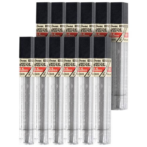 Pentel Super Hi-Polymer Mechanical Pencil Lead Refills, 0.5mm, HB, 144 Leads