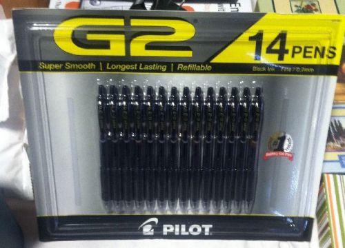 Pilot G-2 Gel Ink Black Fine Point (0.7) Rolling Ball Pens 14PK