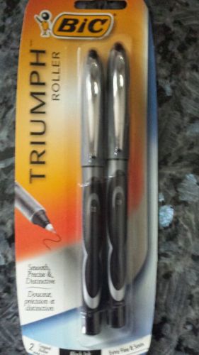 Lot package of 2 BIC TRIUMPH CAPPED ROLLER PENS black extra fine