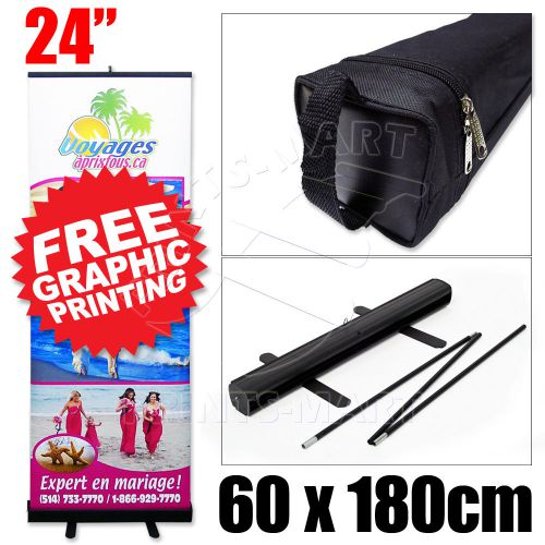 24&#034; Slim Style Roll Up Banner Stand Pop Up Banner Display (FREE 60x180 Thick PP)