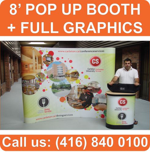 PRO 8&#039; Pop Up Booth Banner Stand + FREE CUSTOM GRAPHICS