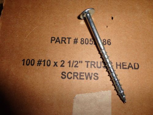 Truss Head Screws, #10 x 2 1/2 inch, Zinc Plated, Cabinet (100 pcs per box)