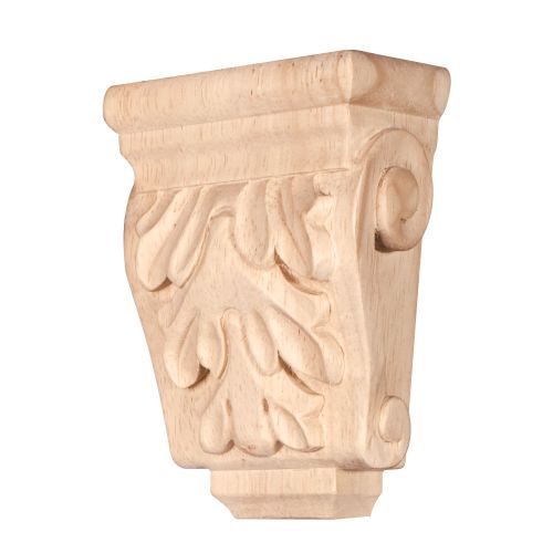 Mini Wood Corbel with Acanthus Detail. 3&#034; x 1-3/4&#034; x 4-1/4&#034;.  Rubberwood