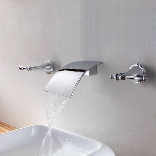 Modern waterfall wall mounted chrome bath vessel faucet basin tap free shipping for sale