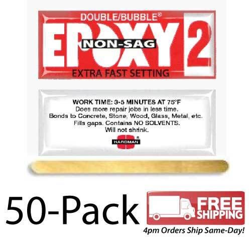 50-Pack-Double Bubble Red Non-Sag (No-Drip) Extra Fast Setting Epoxy Gel
