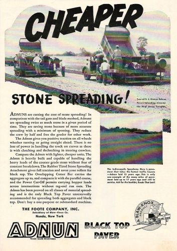 1952 Adnun Stone Spreader ad, S J Groves on New Jersey Turnpike