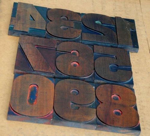 Huge 0-9 numbers letterpress wood printing blocks giant wooden number printer