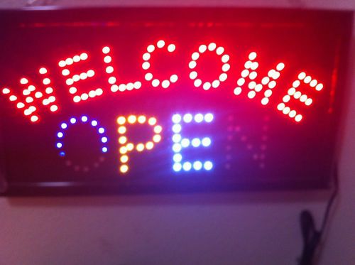 Led Shop Open Sign 19x10 W/ Chain Animated Running Light Welcome Open Message