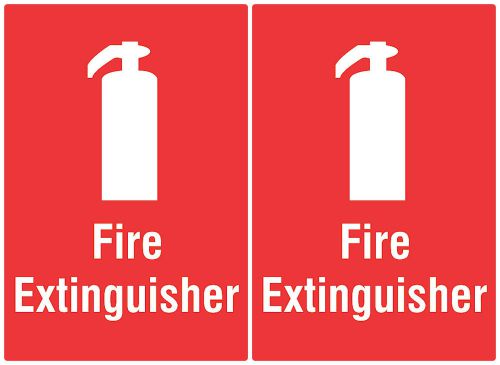 Quality Sign Red Fire Extinguisher Prevention Locate Putout Fires Two Pack s149
