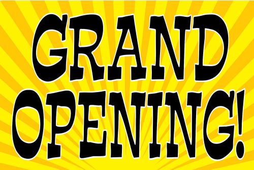 Grand opening vinyl sign banner /grommets 24x36&#034; made usa yellow bv3 for sale