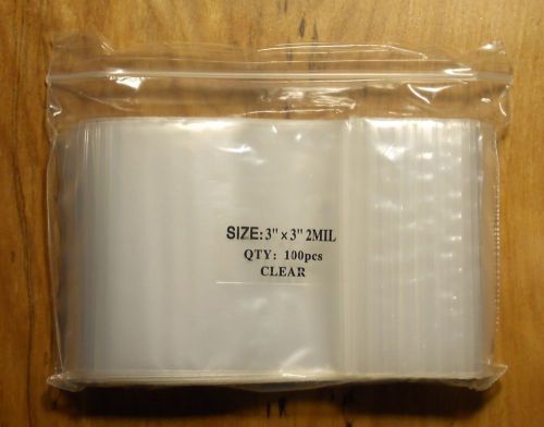 3&#034;x3&#034; (2 mil) Reclosable Clear Zip Lock Plastic Bags (1 Pack = 100 Bags)