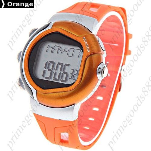 Sports Digital Watch Electronic Wrist Watch Heart Rate Monitor Unisex in Orange