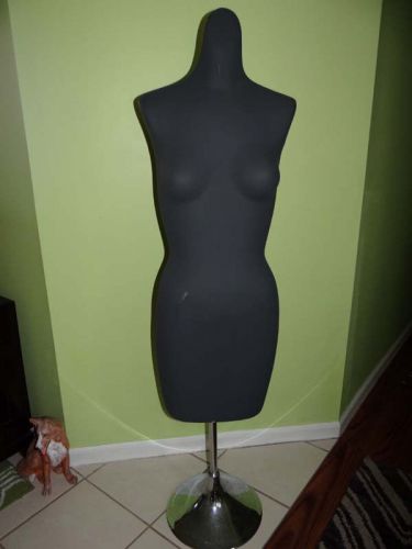 Vintage paper mache dress form mannequin on chrome adjustable stand for sale