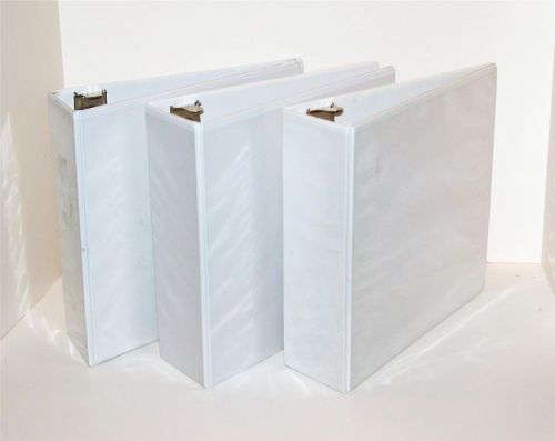 HUGE LOT of 6 White D-Ring Binders 4.0 Inch Capacity USED