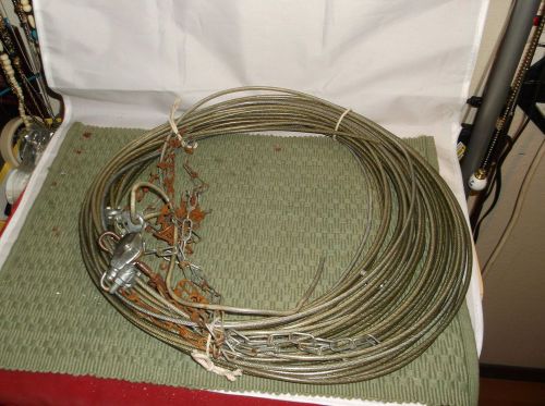 120&#039; 3/16 RUBBER COATED CABLE, DOG TROLLEY RUN,  4 CLAMPS, 1 PULLY AND MORE