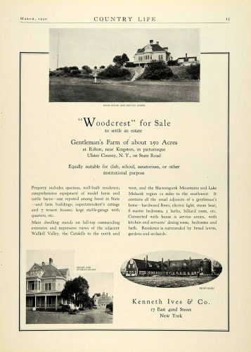 1930 Ad Kenneth Ives Woodcrest Farm Agriculture Real Estate Ulster New York COL2