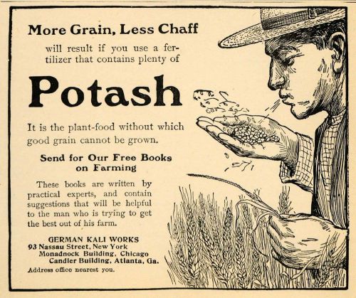1907 ad potash crop grain fertilizer german kali works - original cg1 for sale