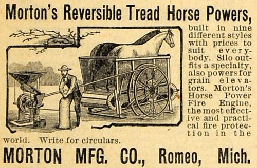 1890 Ad Morton&#039;s Reversible Tread Horse Power Machine Agricultural Farming AAG1