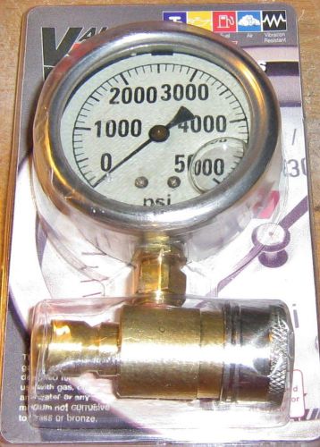 New valley instrument 2 1/2in pressure gauge s/s 0-5000 psi with quick adapter for sale