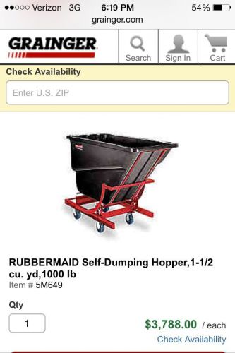 Self-dumping hopper, 1-1/2 cu. yd, 1000 lb for sale