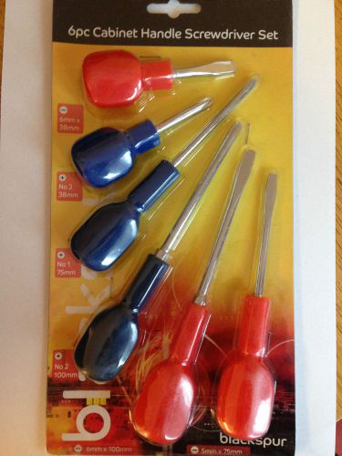 6pc cabinet handle screwdriver set, bnip, flat + phillips, &#034;fast dispatch!!&#034; for sale
