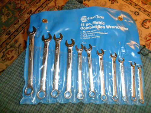 Vintage NAPA Hand Tools 11Pc. Metric Combination Open/Box End Wrench Set W/ Bag