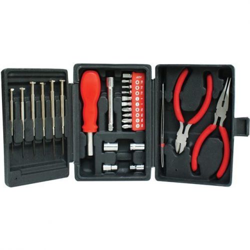 New 25PC MINI TOOL KIT ELECTRICANS PRECISION SCREWDRIVER PLIER SOCKET IN CASE