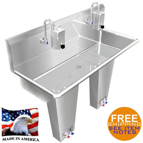 Hand sink 2 users 48&#034; pedal valve multi station 2 soap dispensers made in usa for sale