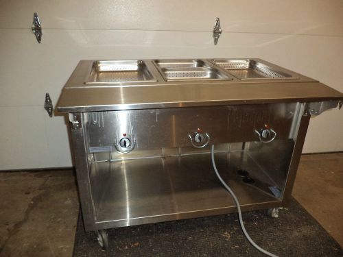 DUKE EP303-25SS THREE COMPARTMENT ELECTRIC STEAMTABLE ON CASTERS 3 WELL 240V