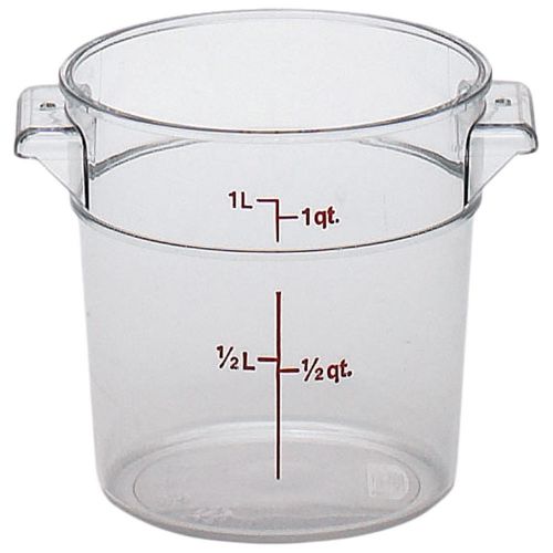 Cambro 1 qt. camwear round food storage containers, 12pk clear rfscw1-135 for sale