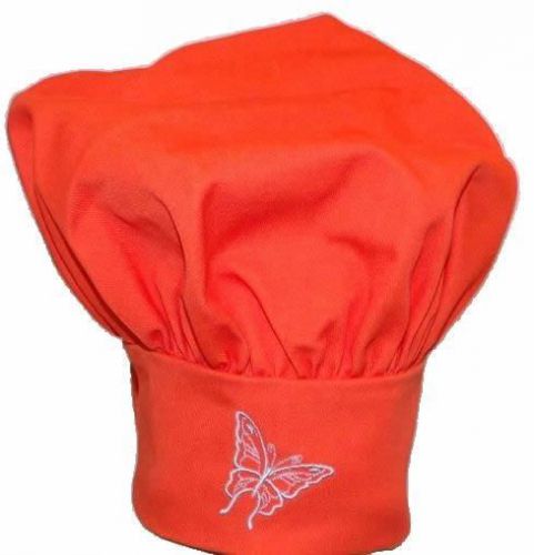 Orange Butterfly Adult Size Chef Hat Monogram Embroidered Custom NWT