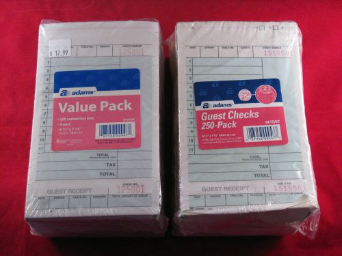 Lot Of 2 Adams ABF947SWC 2 Part Guest Check Carbonless 250 Pack Restaurant
